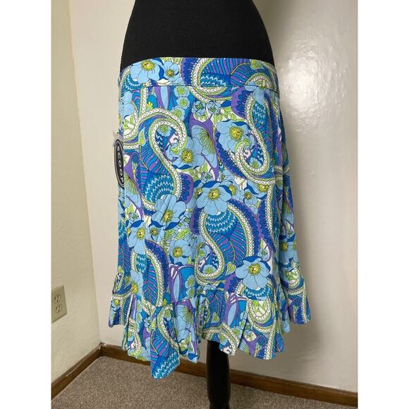 NWT Scoop Women's Paisley Fairy Whimsical Y2K Short Wrap Ruffle Skirt Blue L - Picture 3 of 9
